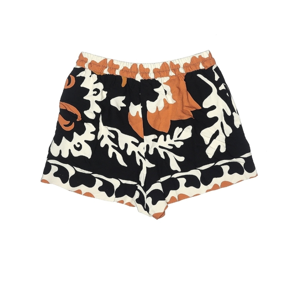 Zara Black White & Rust Abstract Floral Button-Down Shirt And Matching Shorts - Picture 4 of 4